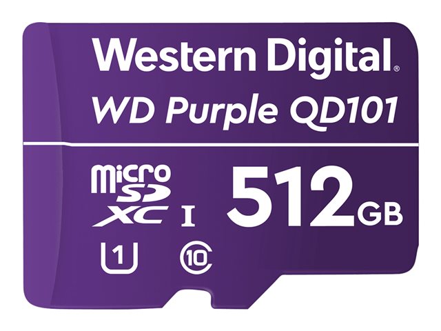 WD Purple - Flash memory card - 512 GB - UHS-I U1 / Class10 - microSDXC - purple