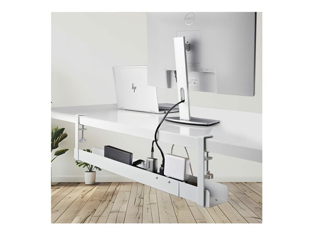 StarTech.com Under Desk Cable Management Tray, Clamp-on Installation - Cable management tray - under-desk mountable - white - 120 cm