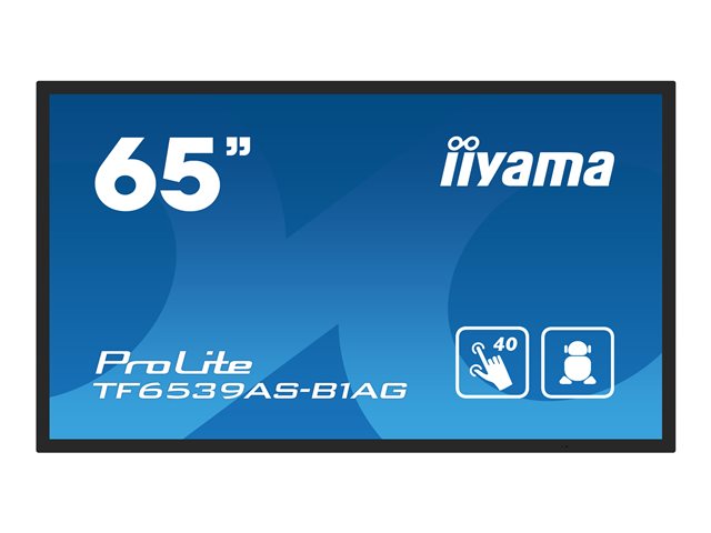 iiyama ProLite TF6539AS-B1AG - 65\" Diagonal Class (64.5\" viewable) LED-backlit LCD display - digital signage - with built-in media player and touchscreen (multi touch) - Android - 4K UHD (2160p) 3840 x 2160 - black