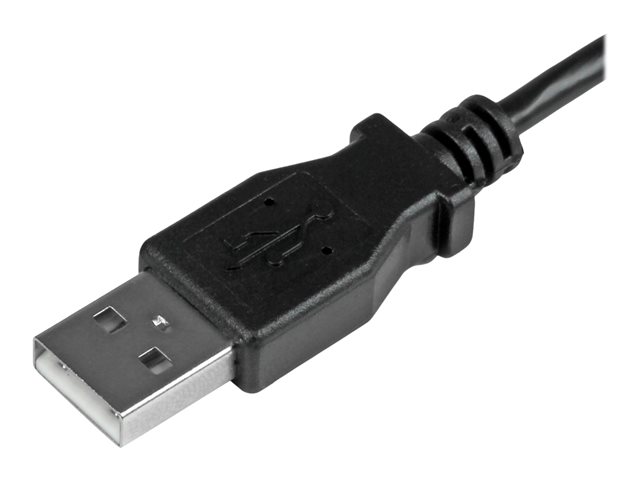 StarTech.com 2m 6 ft Micro-USB Charge-and-Sync Cable - Left-Angle Micro-USB - M/M - USB to Micro USB Charging Cable - 24 AWG (USBAUB2MLA) - USB cable - Micro-USB Type B (M) to USB (M) - USB 2.0 - 2 m - left-angled connector, molded - black - for P/N: USB2PCARBK, USB2PCARBKS, USBEXTAA10BK, USBEXTAA6BK, USBLT2PCARW, USBUB2PCARB