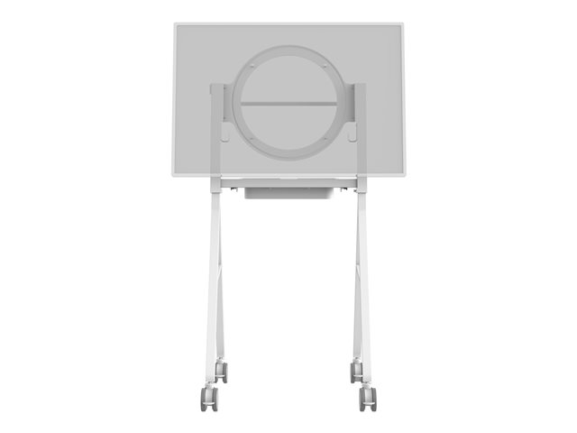 VISION Microsoft Surface Hub 2 Floor Stand - LIFETIME WARRANTY - Halo fitting for Microsoft Surface 50\" Hub 2/3 - tilt - laptop shelf - battery bracket included - cable management - large 100mm / 4\" wheels - SWL 45 kg / 99 lb - white