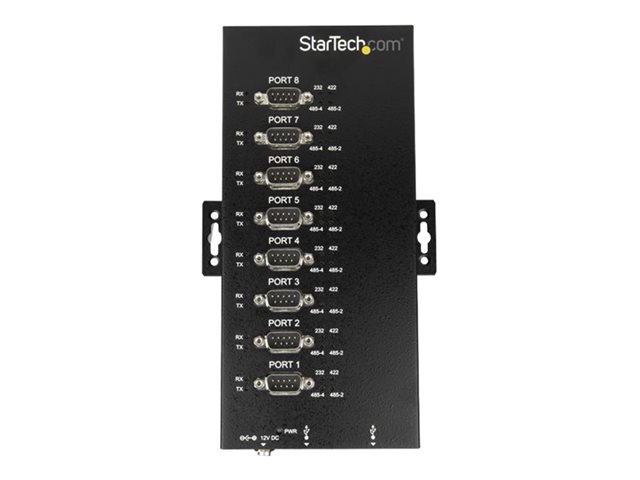 StarTech.com 8 Port Serial Hub USB to RS232/RS485/RS422 Adapter, Industrial USB 2.0 to DB9 Serial Converter Hub, IP30 Rated, Din Rail Mountable Metal Serial Hub, 15kV ESD Protection - 6ft Locking Cable Incl - Serial adapter - USB 2.0 - RS-232/422/485 x 8 - black - TAA Compliant