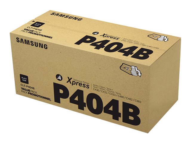 Samsung CLT-P404B - 2-pack - black - original - toner cartridge (SU364A) - for Samsung CLX-3302, 3303, 3304, 3307, Xpress SL-C432, C433, C462, C463, C467, C482, C483