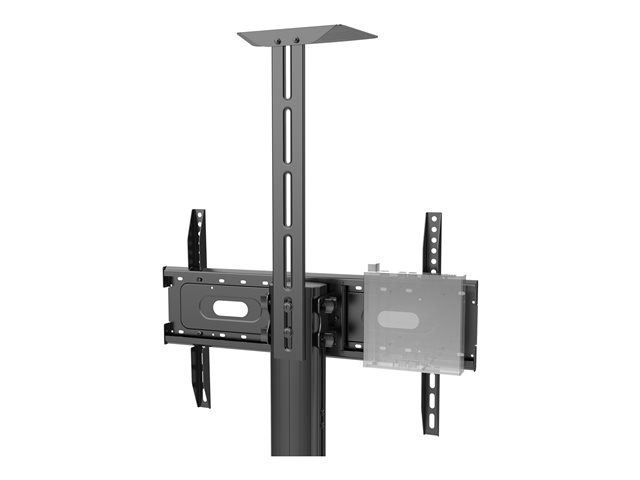 VISION Premium Display Floor Stand - LIFETIME WARRANTY - Aluminium construction - Trolley fits displays 31-80\" with VESA sizes up to 600 x 400 - rotates portrait to landscape - crank handle adjusts height - tilt adjustment - Large shelf for laptop or video bar included - VC shelf included - 100 mm premium all locking wheels - SWL 60 kg - Black