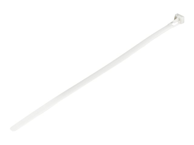 StarTech.com 10\"(25cm) Reusable Cable Ties, 1/4\"(7mm) wide, 2-1/2\"(65mm) Bundle Dia. 50lb(22kg) Tensile Strength, Releasable Nylon Ties, Indoor/Outdoor, 94V-2/UL Listed, 100 Pack, White - Nylon 66 Plastic - TAA (CBMZTRB10) - Cable tie - 25 cm - white - TAA Compliant (pack of 100)