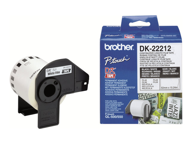 Brother DK-22212 - Permanent adhesive - white - Roll (6.2 cm x 15.2 m) tape - for Brother QL-1050, 1060, 1110, 500, 550, 560, 570, 580, 600, 650, 700, 710, 720, 820