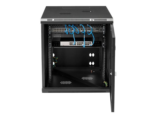 StarTech.com 12U 19\" Wall Mount Network Cabinet, 4 Post 24\" Deep Hinged Server Room Data Cabinet- Locking Computer Equipment Enclosure with Shelf, Flexible Vented IT Rack, Pre-Assembled - 12U Vented Cabinet (RK1232WALHM) - Rack enclosure cabinet - wall mountable - black - 12U