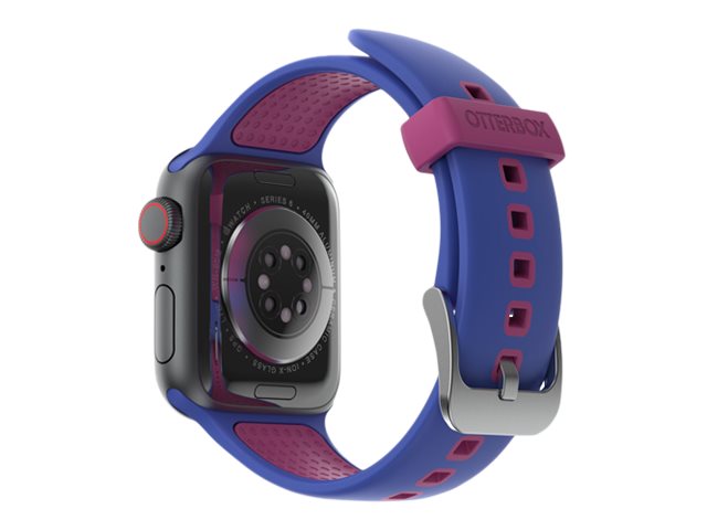 OtterBox - Wrist pack for smart watch - antimicrobial - silver-infused silicone, stainless steel - blueberry tarte - for Apple Watch SE, Series 3, Series 4, Series 5, Series 6, Series 7