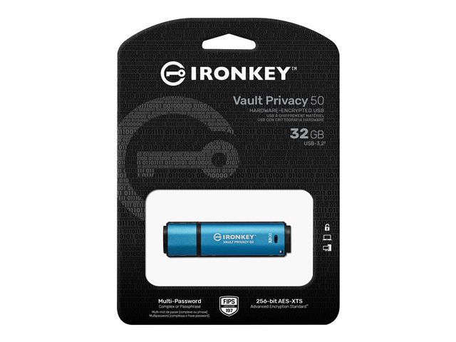 Kingston IronKey Vault Privacy 50 Series - USB flash drive - encrypted - 32 GB - USB 3.2 Gen 1 - TAA Compliant