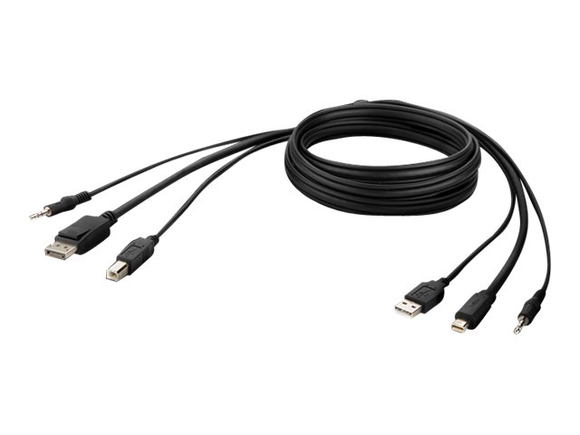 Belkin Secure KVM Combo Cable - Video / USB / audio cable - TAA Compliant - USB, mini jack, Mini DisplayPort (M) to USB Type B, mini jack, DisplayPort (M) - 3.05 m - passive, 4K support - black