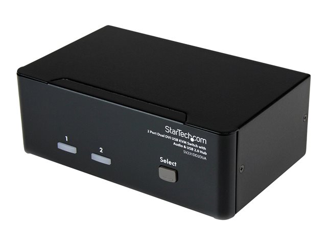 StarTech.com DVI KVM Switch with Audio & USB 2.0 Hub - 2-Port USB KVM Switch - 1920 x 1200 - Dual Monitor KVM Switch (SV231DD2DUA) - KVM / audio / USB switch - 2 x KVM / audio / USB - 1 local user - desktop - for P/N: IM12D1500P, SVA12M2NEUA, SVA12M5NA, USBDVI4N1A10, USBDVI4N1A6