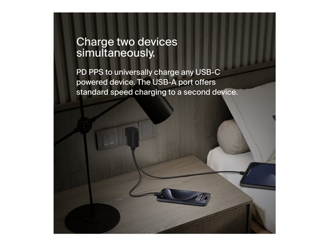 Belkin BoostCharge - Power bank / power adapter - 5000 mAh - 25 Watt - Fast Charge, PD 3.0 - 2 output connectors (USB, 24 pin USB-C) - black