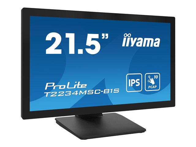 iiyama ProLite T2234MSC-B1S - LED monitor - 22\" (21.5\" viewable) - touchscreen - 1920 x 1080 Full HD (1080p) - IPS - 350 cd/m² - 1000:1 - 18 ms - HDMI, VGA, DisplayPort - speakers - black, matte