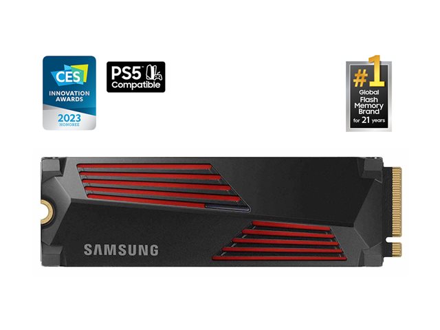 Samsung 990 PRO MZ-V9P4T0CW - SSD - encrypted - 4 TB - internal - M.2 2280 - PCIe 4.0 x4 (NVMe) - 256-bit AES - TCG Opal Encryption - integrated heatsink