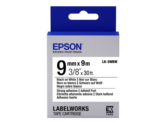 Epson LabelWorks LK-3WBW - Black on white - Roll (0.9 cm x 9 m) 1 roll(s) label tape - for LabelWorks LW-1000, LW-300, LW-400, LW-600, LW-700, LW-900, LW-K400, LW-Z700, LW-Z900