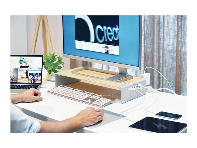 Wood Monitor Stand with Docking Station