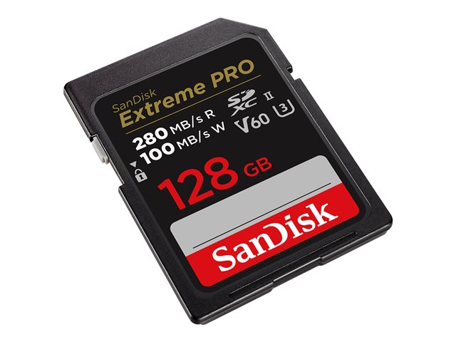 SanDisk Extreme Pro - Flash memory card - 128 GB - Video Class V60 / UHS-II U3 / Class10 - SDXC UHS-II