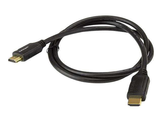 StarTech.com 3ft (1m) Premium Certified HDMI 2.0 Cable with Ethernet, High Speed Ultra HD 4K 60Hz HDMI Cable HDR10, HDMI Cord (Male/Male Connectors), For UHD Monitors, TVs, Displays - Durable HDMI Cable (HDMM1MP) - HDMI cable with Ethernet - HDMI male to HDMI male - 1 m - black - for P/N: EXTEND-HDMI-4K40C6P1, KITBXAVHDPEU, KITBXAVHDPUK, KITBXDOCKPEU, KITBXDOCKPUK