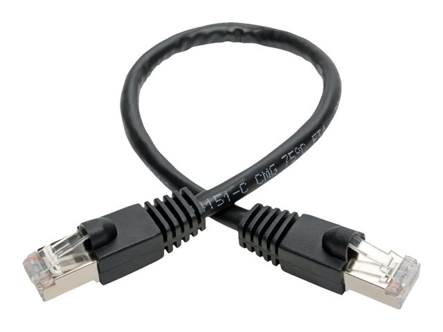 Eaton Tripp Lite Series Cat6a 10G Snagless Shielded STP Ethernet Cable (RJ45 M/M), PoE, Black, 1 ft. (0.31 m) - Patch cable - RJ-45 (M) to RJ-45 (M) - 30 cm - STP - CAT 6a - IEEE 802.3af - molded, snagless, stranded - black