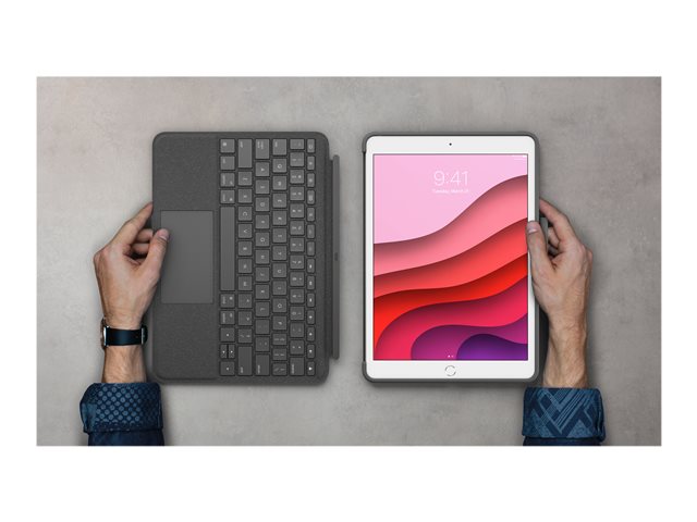 Logitech Combo TouchKeyboard and folio casewith trackpadbacklitApple Smart connectorAzerty FRgraphitefor iPad (7th gen)