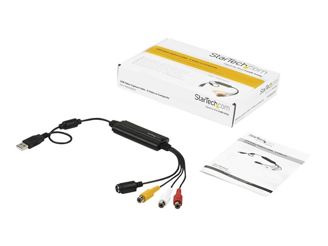StarTech.com USB Video Capture Adapter Cable, S-Video/Composite to USB 2.0 SD Video Capture Device Cable, TWAIN Support, Analog to Digital Converter for Media Storage, For Windows Only - SD Video Capture Cable (SVID2USB232) - Video capture adapter - USB 2.0 - NTSC, SECAM, PAL - black