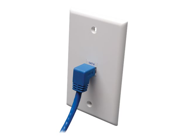 Down-Angle Cat6 Gigabit Molded UTP Ethernet Cable RJ45 Right-Angle Down M to RJ45 M Blue 3 ft. 0.91 m