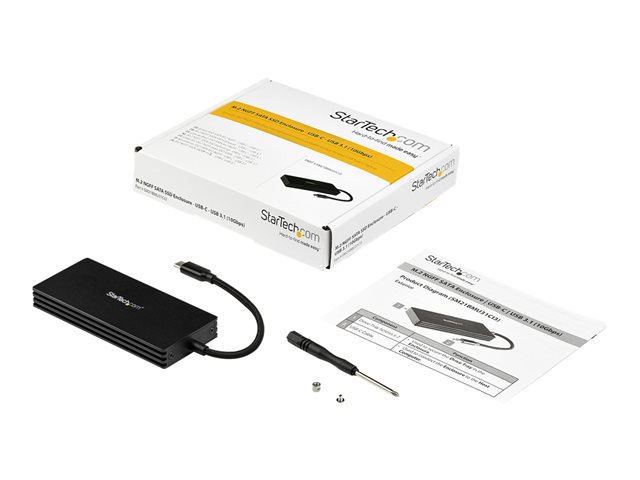 StarTech.com M.2 SSD Enclosure for M.2 SATA Drives - USB 3.1 - USB-C - Storage enclosure - M.2 - M.2 Card - USB 3.1 (Gen 2) - black - for P/N: PEXUSB321C