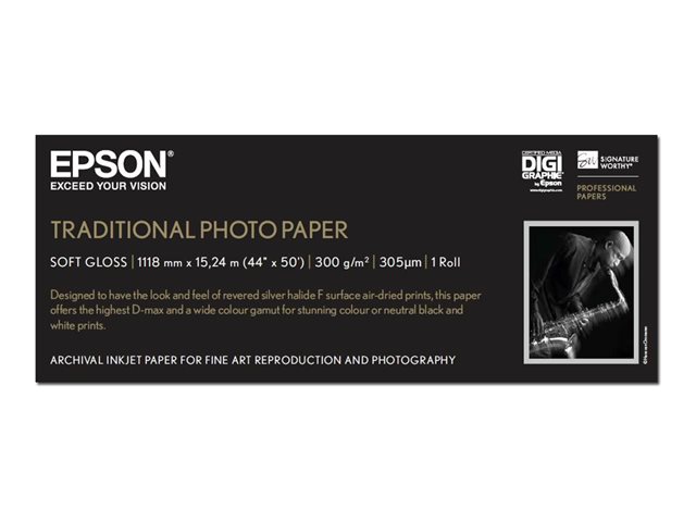 Epson Traditional Photo Paper - Roll (111.8 cm x 15 m) - 300 g/m² - photo paper - for Stylus Pro 11880, Pro 98XX, SureColor SC-P10000, P20000, P8000, P9000, P9500, T7000, T7200