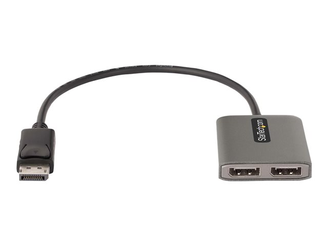StarTech.com 2-Port DisplayPort MST Hub, Dual 4K 60Hz, DP to 2x DisplayPort Monitor Adapter, DP 1.4 Multi-Monitor Video Adapter w/ 1ft Built-in Cable, USB Powered, Windows Only - Multi Stream Transport Hub (MST14DP122DP) - Hub - 1 x DisplayPort + 1 x micro-USB + 2 x DisplayPort