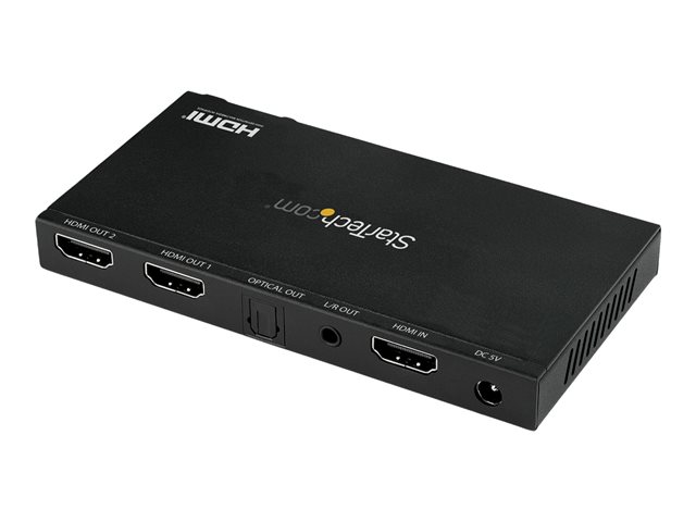 StarTech.com 2-Port HDMI Splitter (1x2), 4K 60Hz UHD HDMI 2.0 Audio Video Splitter w/ Scaler & Audio Extractor (3.5mm/SPDIF), Dual HDMI Splitter (1-In 2-Out), EDID Copy, TV/Projector - Supports HDCP 2.2 (ST122HD20S) - Video/audio splitter - 2 x HDMI - desktop