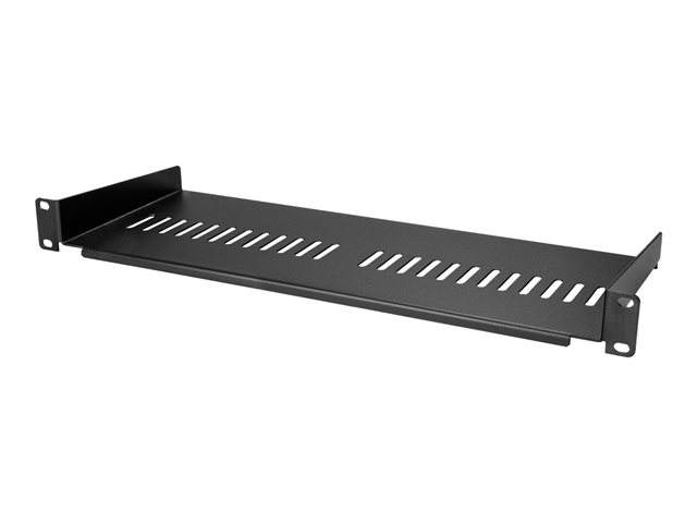 StarTech.com 1U Vented Server Rack Cabinet Shelf, 7in Deep Fixed Cantilever Tray, Rackmount Shelf for 19\" AV/Data/Network Equipment Enclosure w/ Cage Nuts & Screws, 44lbs Weight Capacity - 1U Vented Rack Shelf (CABSHELF1U7V) - Rack shelf - black - 1U - 7\"