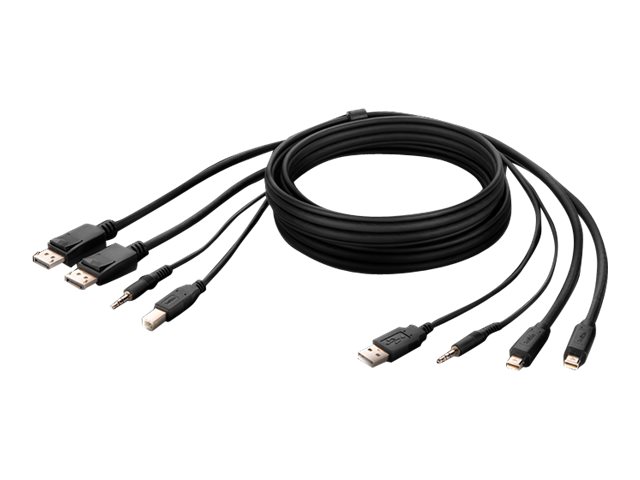 Belkin Secure KVM Combo Cable - Video / USB / audio cable - TAA Compliant - USB, mini jack, Mini DisplayPort (M) to USB Type B, mini jack, DisplayPort (M) - 3.05 m - passive, 4K support - black