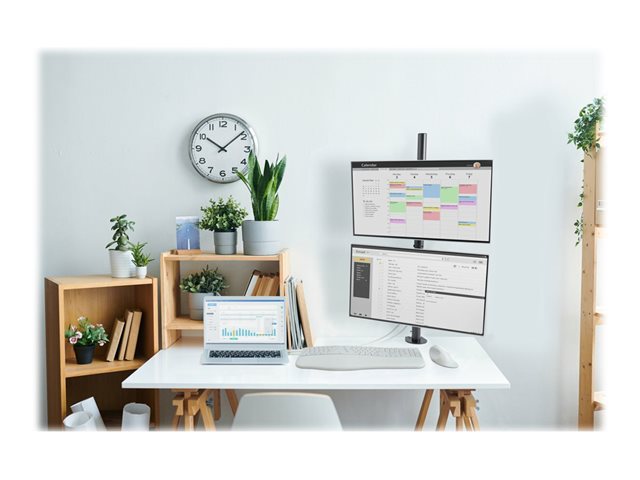 Kensington - Mounting kit (dual arm, C-clamp 10-88 mm, grommet mount 10-88 mm, pole, 2 VESA plates) - full-motion - for 2 flat panels - vertical stacking - steel - black - screen size: 13\"-32\" - desk-mountable