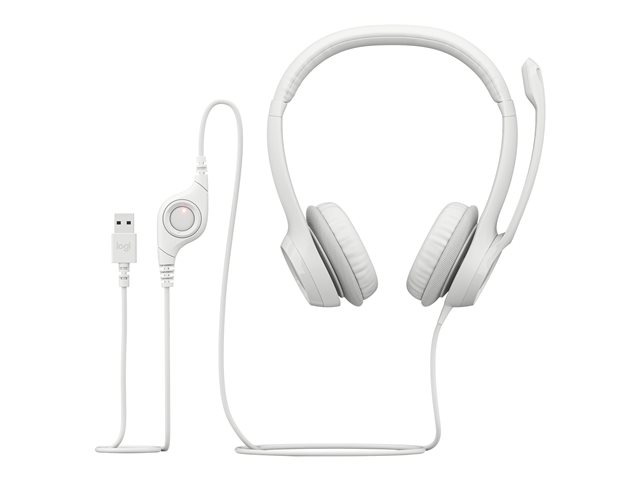 Logitech H390 - Headset - on-ear - wired - USB-A - off-white
