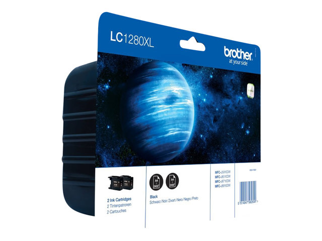 Brother LC1280XLBKBP2 - 2-pack - high capacity - black - original - blister - ink cartridge - for Brother MFC-J5910DW, MFC-J6510DW, MFC-J6710DW, MFC-J6910DW