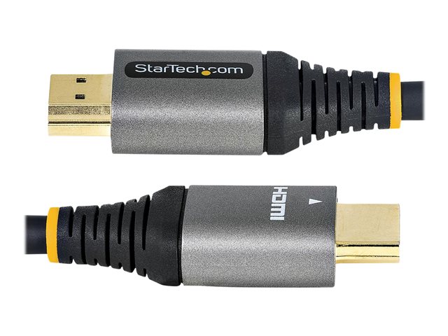 StarTech.com 10ft (3m) HDMI 2.1 Cable, Certified Ultra High Speed HDMI Cable 48Gbps, 8K 60Hz/4K 120Hz HDR10+ eARC, Ultra HD 8K HDMI Cable/Cord w/TPE Jacket, For UHD Monitor/TV/Display - Dolby Vision/Atmos, DTS-HD (HDMM21V3M) - Ultra High Speed - HDMI cable with Ethernet - HDMI male to HDMI male - 3 m - shielded - grey, black - passive, 4K120Hz support, 8K60Hz (7680 x 4320) support - for P/N: 4PORT-8K-HDMI-SWITCH