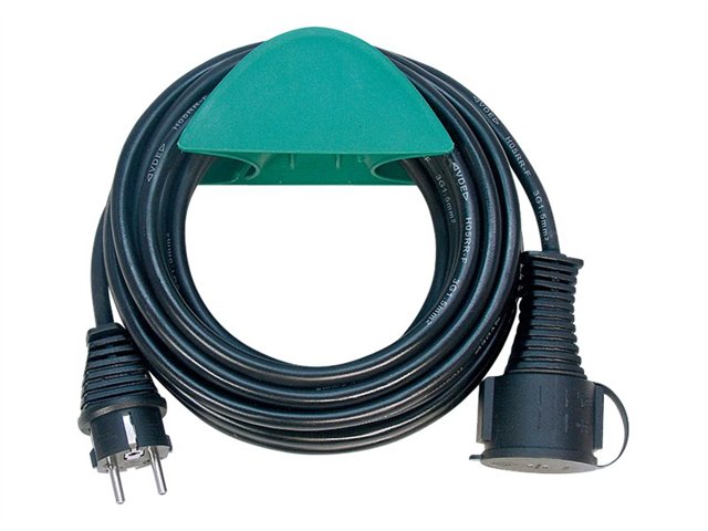 verlengskabel rubber stekkerdoos IP44 10m zwart