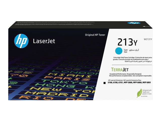 HP 213Y - Extra High Yield - cyan - original - LaserJet - toner cartridge (W2131Y) - for Color LaserJet Enterprise 5700dn, 6700dn, DesignJet D5800