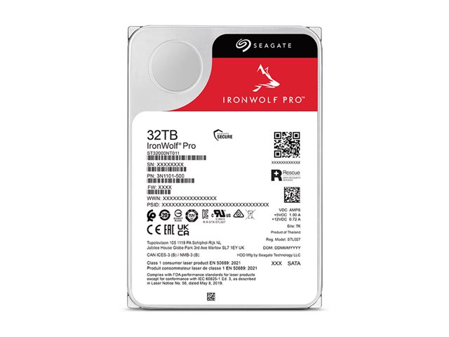 Seagate IronWolf Pro ST32000NT000 - Hard drive - 32 TB - internal - 3.5\" - SATA 6Gb/s - 7200 rpm - with 3 years Seagate Rescue Data Recovery