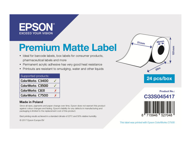 Label/Prem Matte Continuous 51mmx35m