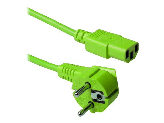 ACT 230V aansluitkabel schuko male (haaks) - C13 groen 1.8 m