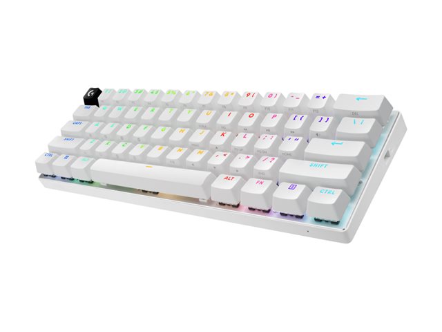 Logitech G PRO X 60 - Keyboard - gaming - 60% - TKL - backlit - wireless - 2.4 GHz, Bluetooth - AZERTY - French - key switch: Tactile - white
