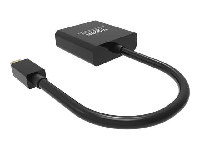 VISION Professional installation-grade Mini DisplayPort to VGA adaptor - LIFETIME WARRANTY - maximum resolution 1920 x 1080 - does not convert VGA to DP - hotplug - mDP (M) to VGA (F) - outer diameter 5.5 mm - 32 AWG - overall length 220 mm - black