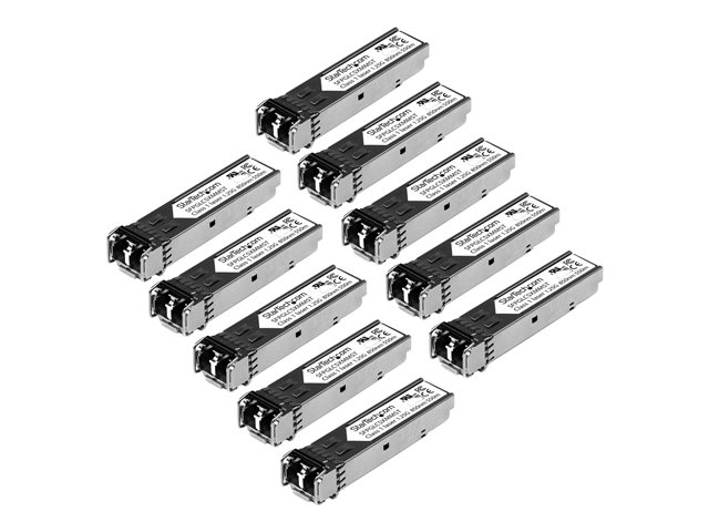 StarTech.com Cisco GLC-SX-MM Compatible SFP Module, 1000BASE-SX, 1GbE Multimode Fiber MMF Optic Transceiver, 1GE Gigabit Ethernet SFP, LC 550m, 850nm DDM, Cisco IE3200, IE3300, ME1200 - Lifetime Warranty (GLCSXMM10PST) - SFP (mini-GBIC) transceiver module (equivalent to: Cisco GLC-SX-MM) - 1GbE - 1000Base-SX - LC multi-mode - up to 550 m - 850 nm (pack of 10)