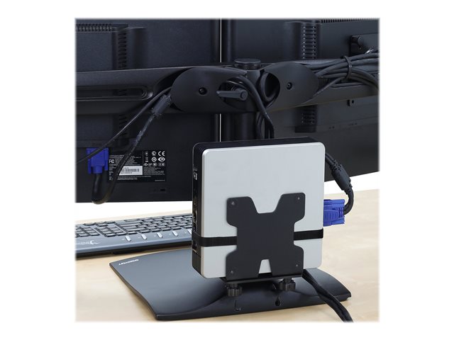 Ergotron - Mini PC mount - under-desk mountable, pole mountable, wall track mountable, VESA bracket mountable - black - for Ergotron NX, LX Dual Side-by-Side Arm