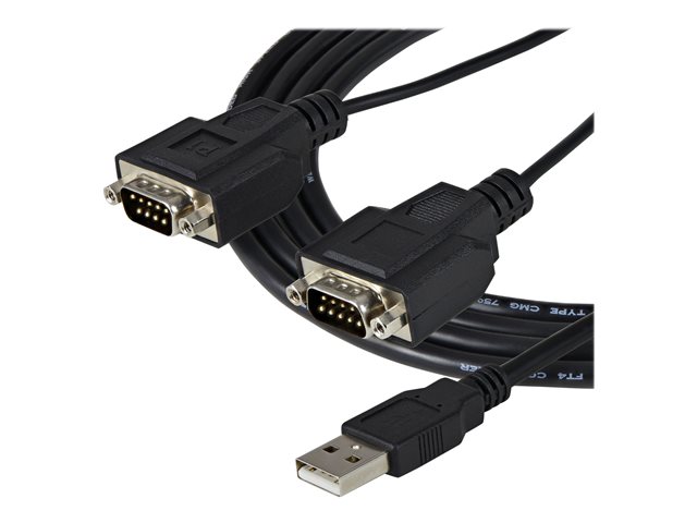 StarTech.com USB to Serial Adapter - 2 Port - COM Port Retention - FTDI - USB to RS232 Adapter Cable - USB to Serial Converter (ICUSB2322F) - Serial adapter - USB - RS-232 x 2 - black