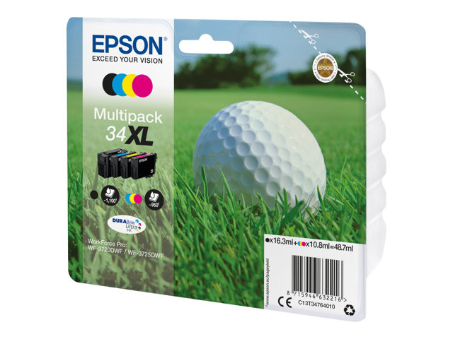 Epson 34XL - 4-pack - XL - black, yellow, cyan, magenta - original - blister - ink cartridge - for WorkForce Pro WF-3720, WF-3720DWF, WF-3725DWF