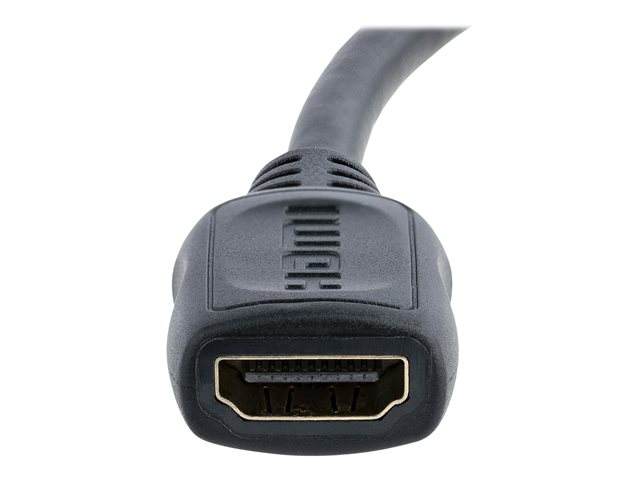 StarTech.com 5in Mini HDMI to HDMI Adapter, 4K High Speed HDMI Adapter, 4K 30Hz Ultra HD High Speed HDMI Adapter, HDMI 1.4, Gold Plated Connectors, UHD Mini HDMI Adapter 4K, Black - Mini HDMI to HDMI Converter - HDMI adapter - HDMI female to 19 pin mini HDMI Type C male - 1.3 cm - shielded - black - for P/N: HDMM30CM