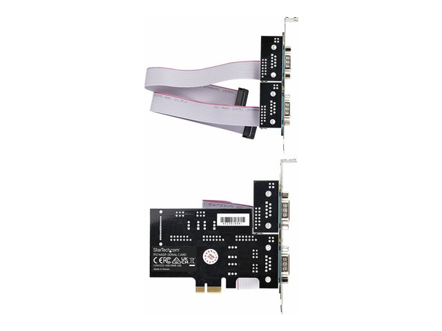 StarTech.com 4-Port Serial PCIe Card, Quad-Port PCI Express to RS232/RS422/RS485 (DB9) Serial Card, Low-Profile Bracket Incl., 16C1050 UART, TAA-Compliant, For Windows/Linux, TAA Compliant - Level-4 ESD Protection (PS74ADF-SERIAL-CARD) - Serial adapt
