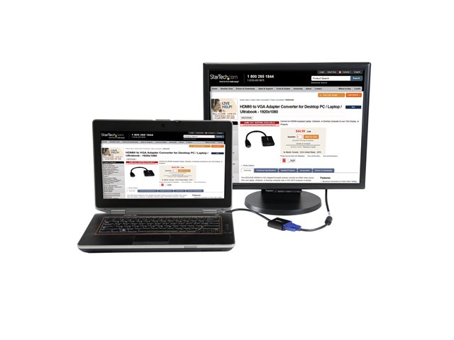 StarTech.com 1080p 60Hz HDMI to VGA High Speed Display Adapter - Active HDMI to VGA (Male to Female) Video Converter for Laptop/PC/Monitor (HD2VGAE2) - High Speed - adapter - HDMI male to HD-15 (VGA) female - 24.5 cm - black - 1080p support, active - for P/N: DK30C2DPEPUE, DK30C2DPPDUE, DK31C3HDPD, DK31C3HDPDUE, SV211HDUC, SV221HUC4K